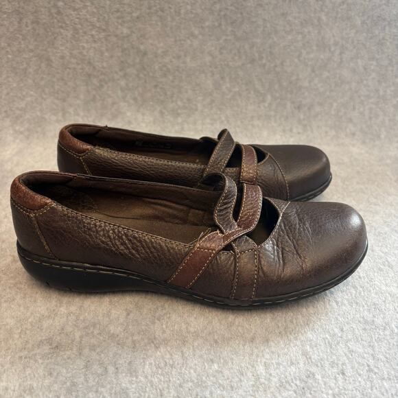 Clarks Bendables Mary Jane Loafer Comfort Shoe Women Size 7 Brown Leather Casual - Picture 7 of 9